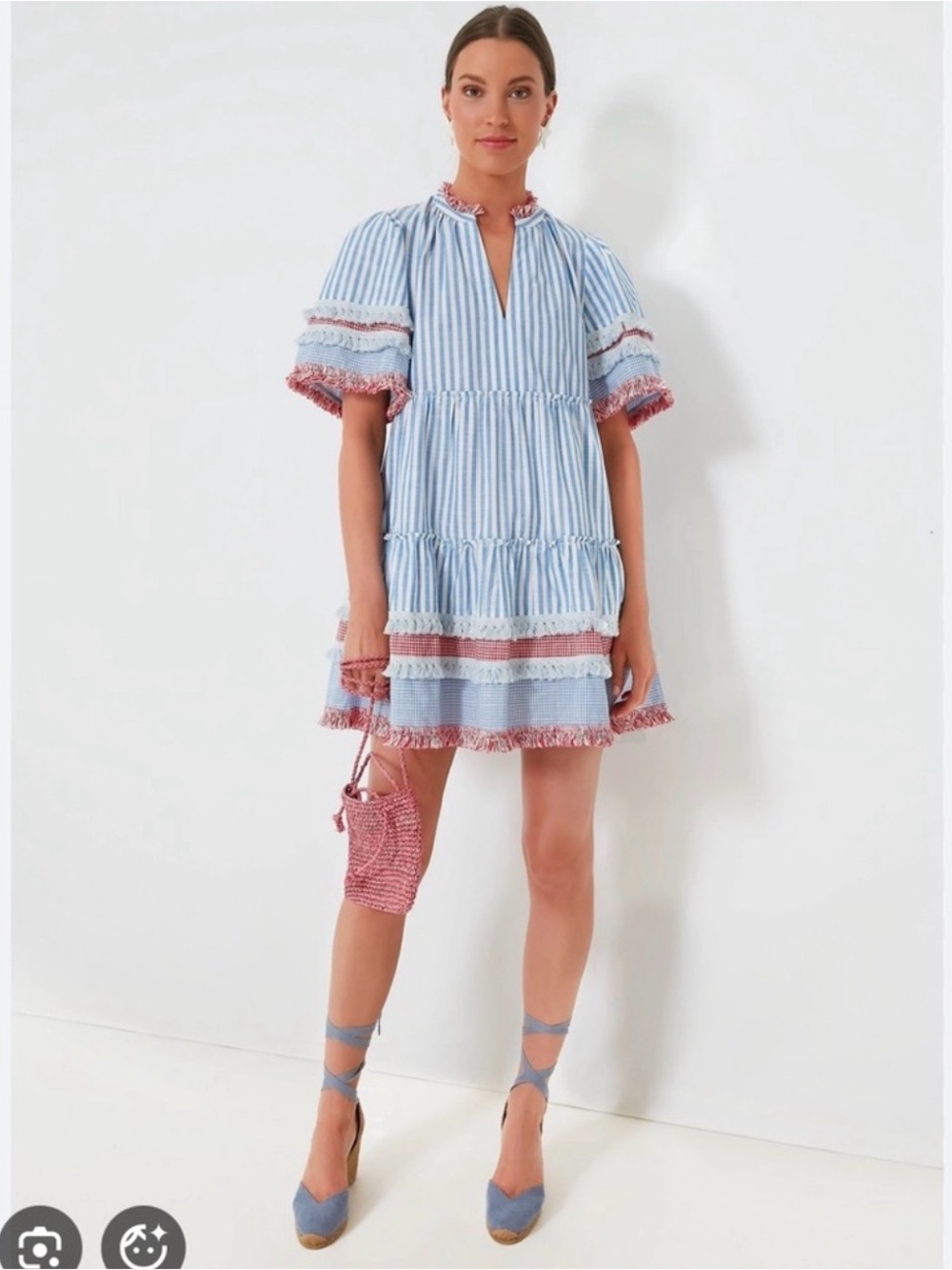 Tuckernuck Crawford Dress Savannah Stripe Blue and Red Striped XS